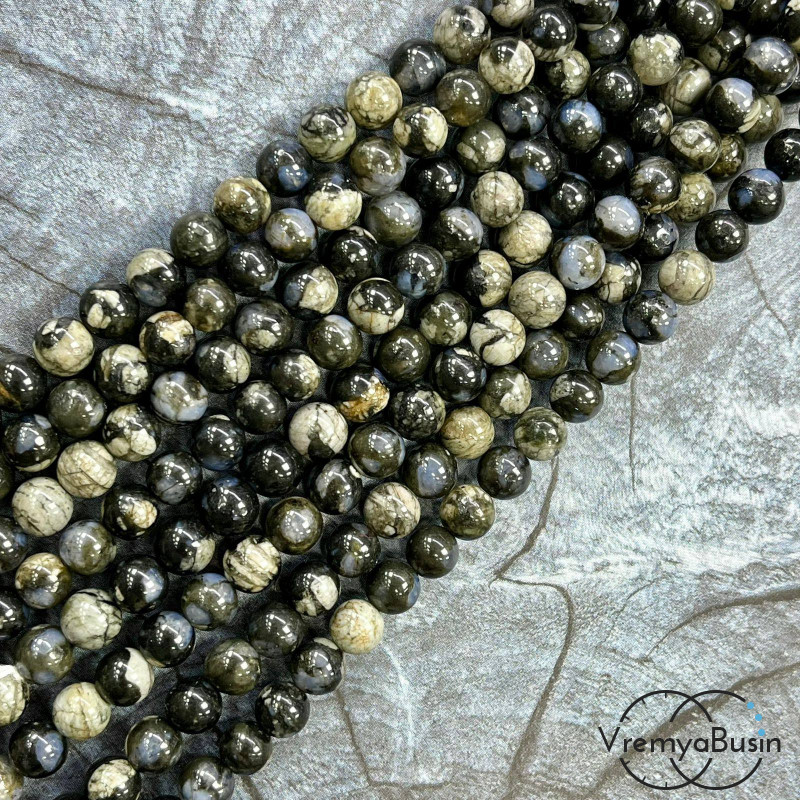 Опал черный, шарик гладкий 6 мм (1/2 нити, ок. 32 шт.)