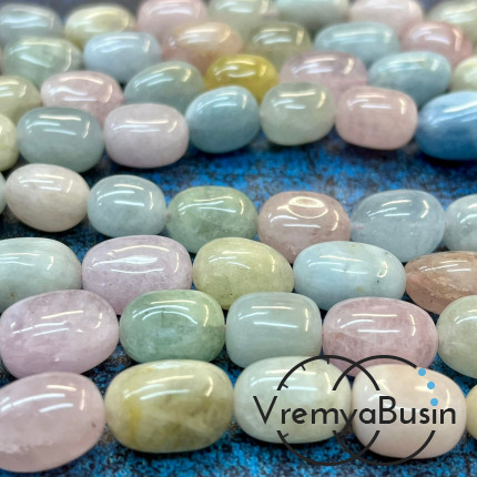 Берилл, галтовка овальная ок. 9х12 мм  (нить, ок. 36 шт.)