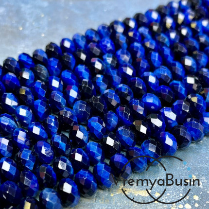 Тигровый глаз натур., тонир. цв. , рондель граненый 6х8 мм (1/2 нити, ок. 35 шт.)