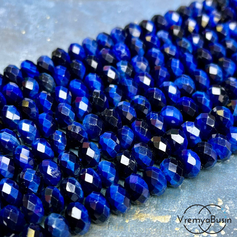 Тигровый глаз натур., тонир. цв. , рондель граненый 6х8 мм (1/2 нити, ок. 35 шт.)