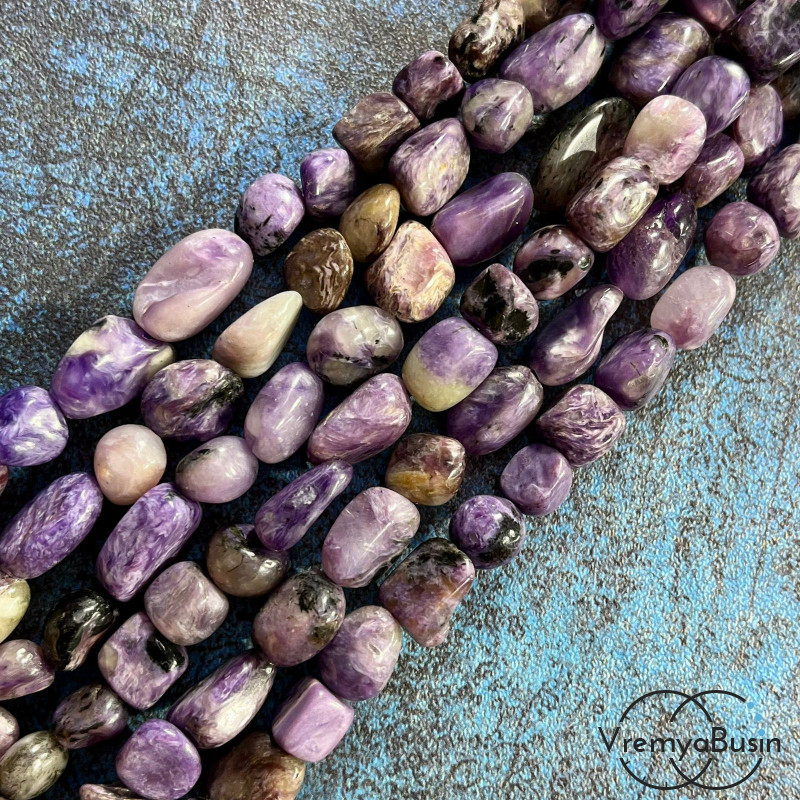 Чароит, галтовка овальная ок. 10х12 мм  (нить, ок. 35 шт.)