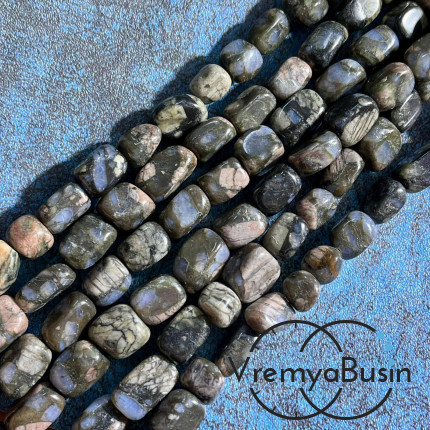 Опал черный, галтовка овальная ок. 8х12 мм (нить, ок. 35 шт.)