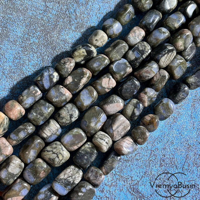 Опал черный, галтовка овальная ок. 8х12 мм (нить, ок. 35 шт.)