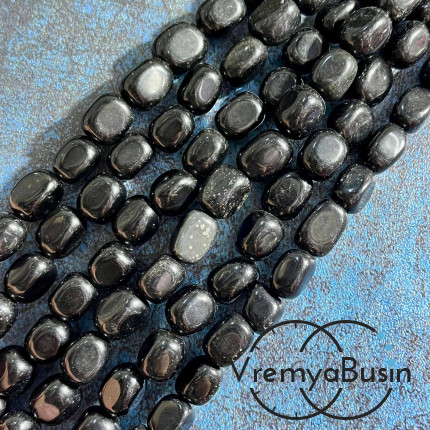 Обсидиан радужный, галтовка овальная ок.8х12 мм  (нить, ок. 35 шт.)