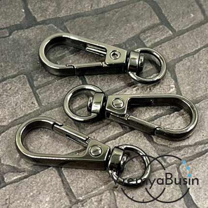 Карабин крупный, 38х13 мм, цв. графит  (1 шт.)