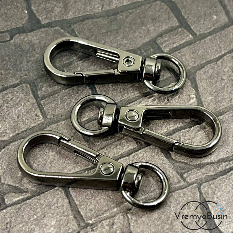 Карабин крупный, 38х13 мм, цв. графит  (1 шт.)