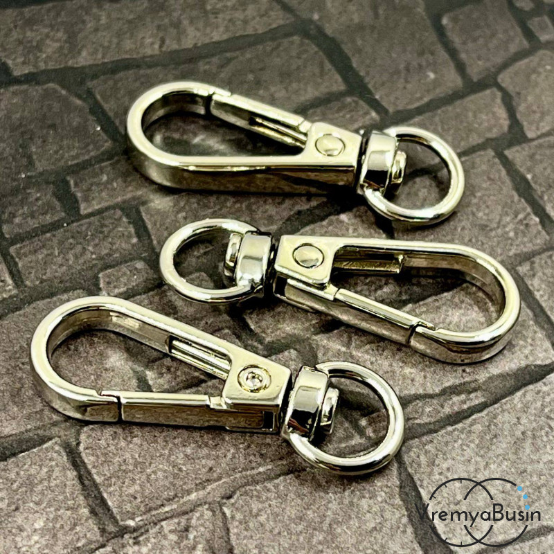 Карабин крупный, 38х13 мм, цв. никель  (1 шт.)