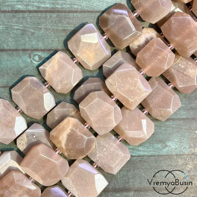 Солнечный камень, плоские бусины свободной огранки, ок. 25х20х6 мм (1/2 нити, ок. 8 шт.)