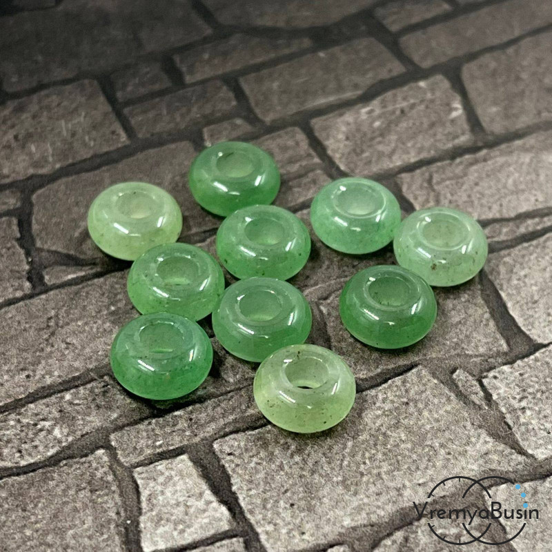 Нефрит, бусина в стиле Пандора, 5х10 мм (1 шт.)