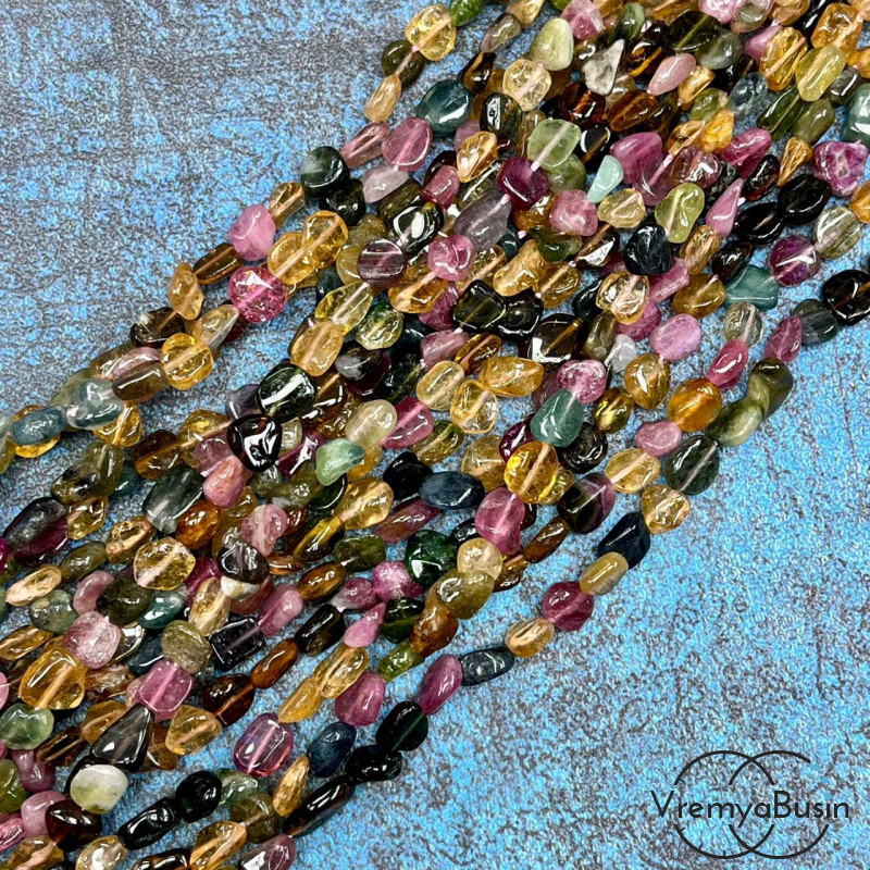 Турмалин, галтовка округлая мелкая (нить, ок. 70 шт.)