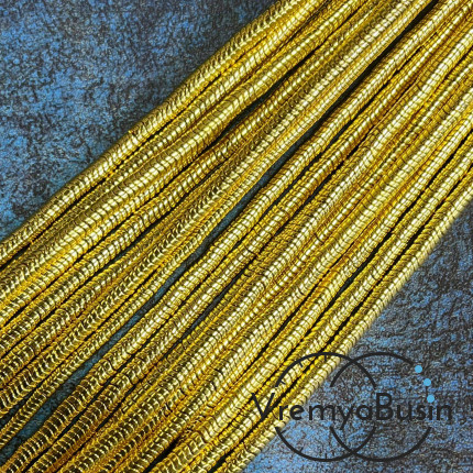 Гематит, диск изогнутый волной,4х1 мм, цв. яркое золото (нить, ок. 400 шт.)