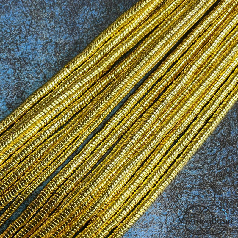 Гематит, диск изогнутый волной,4х1 мм, цв. яркое золото (нить, ок. 400 шт.)