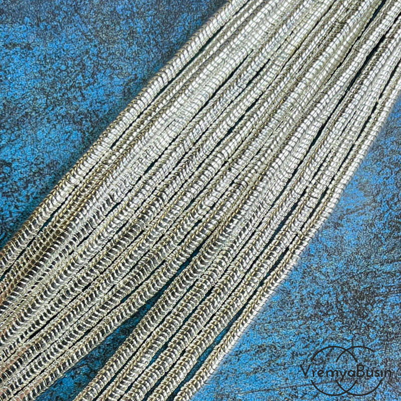 Гематит, диск изогнутый волной,4х1 мм, цв. яркое серебро (нить, ок. 400 шт.)