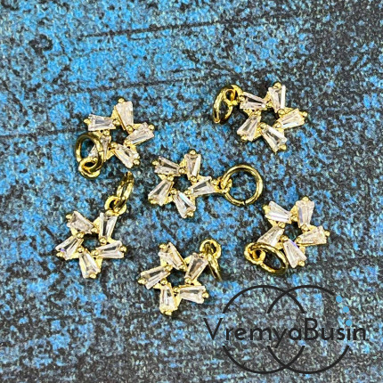 Подвеска «Звезда», 10х9 мм, из латуни с позолотой и фианитами  (1 шт.)