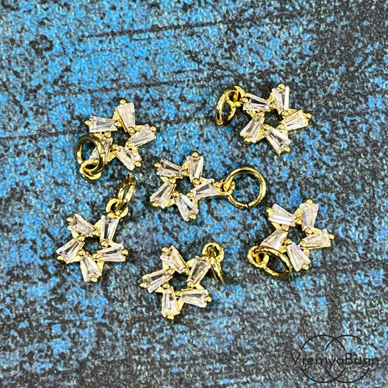 Подвеска «Звезда», 10х9 мм, из латуни с позолотой и фианитами  (1 шт.)