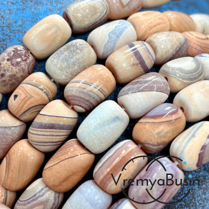 Агат матовый, бочонок гладкий ок. 10х14 мм (1/2 нити ок. 14 шт.)