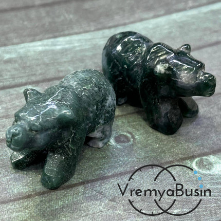 Яшма индийская. Статуэтка из резного камня "Медведь",  ок. 40х25х20 мм  (1 шт.)