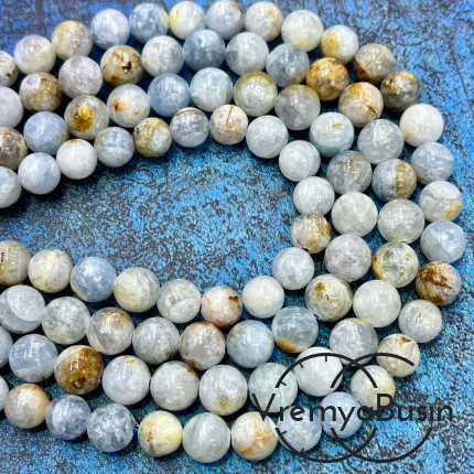 Целестин натур., шарик гладкий 8 мм (1/2 нити, ок. 24 шт.)