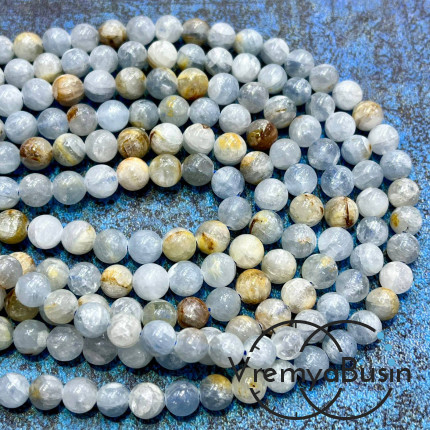 Целестин натур., шарик гладкий 6 мм (1/2 нити, ок. 32 шт.)