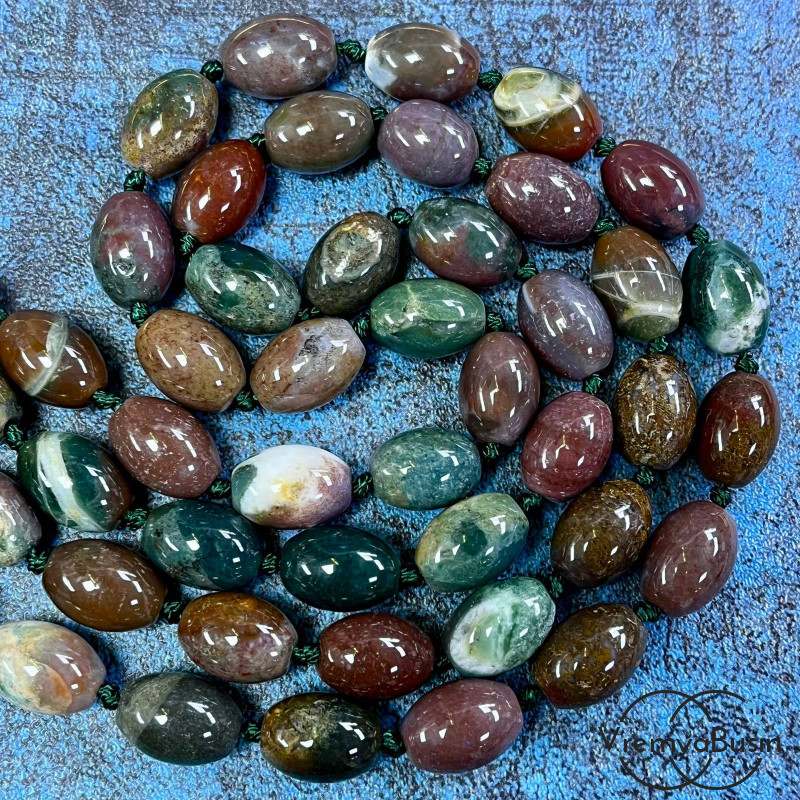 Яшма индийская, бочонок гладкий 10х14 мм (1/2 нити, ок. 14 шт.)