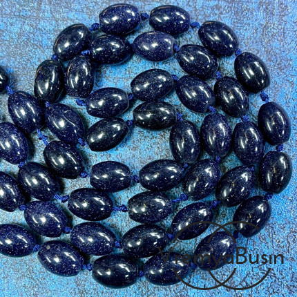 Авантюрин синий, бочонок гладкий 10х14 мм (1/2 нити, ок. 14 шт.)