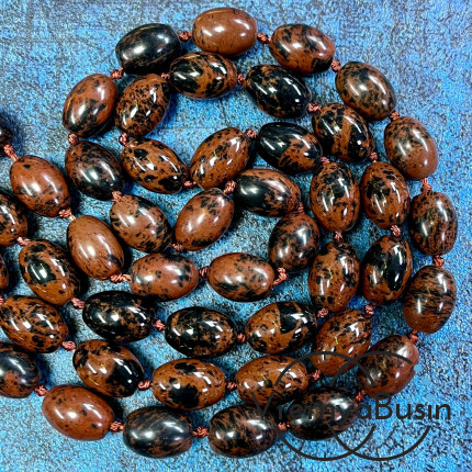 Обсидиан, бочонок гладкий 10х14 мм (1/2 нити, ок. 14 шт.)