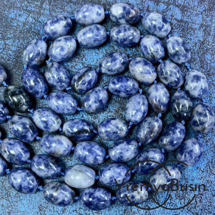 Азурит, бочонок гладкий 10х14 мм (1/2 нити, ок. 14 шт.)