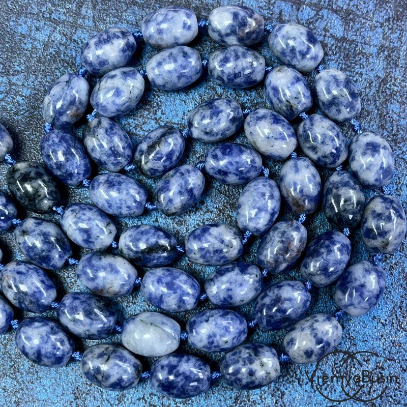 Азурит, бочонок гладкий 10х14 мм (1/2 нити, ок. 14 шт.)