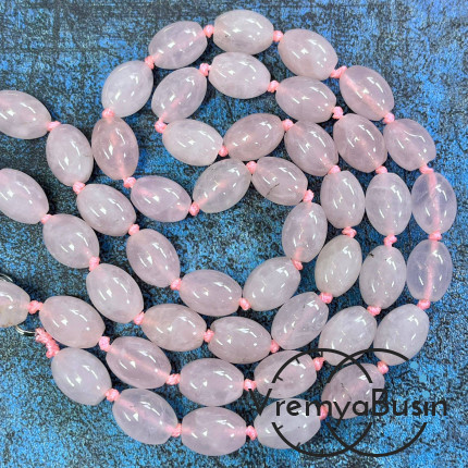 Розовый кварц, бочонок гладкий 10х14 мм (1/2 нити, ок. 14 шт.)