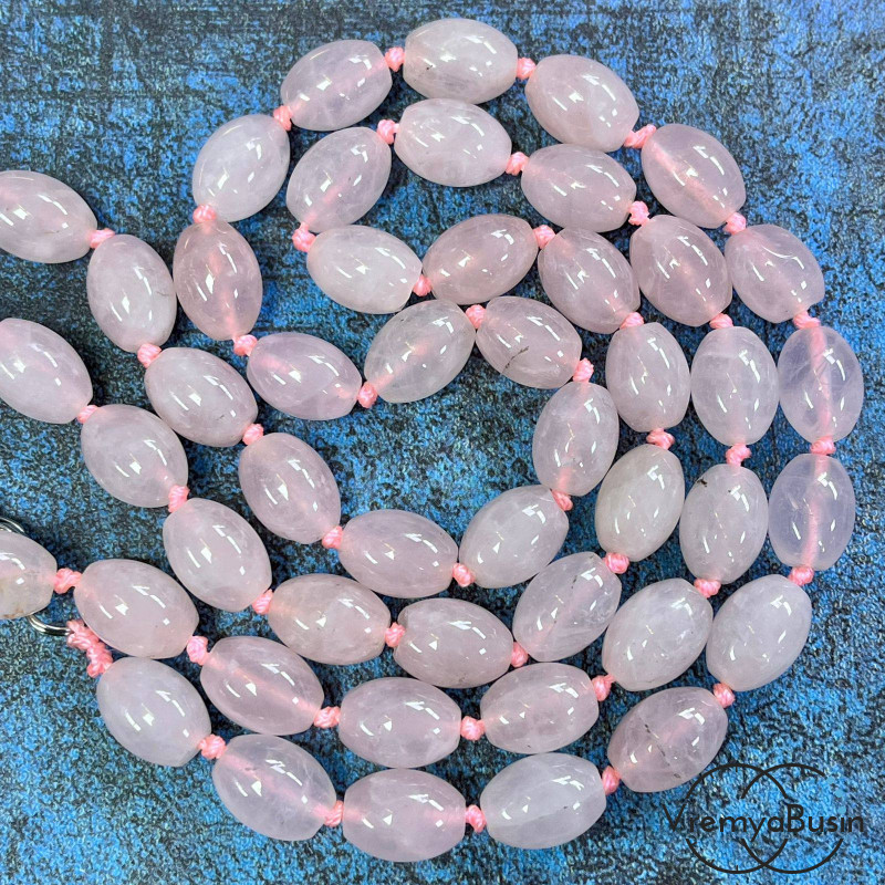 Розовый кварц, бочонок гладкий 10х14 мм (1/2 нити, ок. 14 шт.)