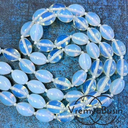 Опалит, лунный камень имит., бочонок гладкий 10х14 мм (1/2 нити, ок. 14 шт.)