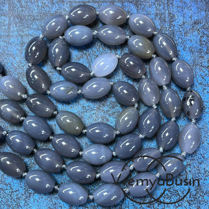 Агат серый, бочонок гладкий 10х14 мм (1/2 нити, ок. 14 шт.)