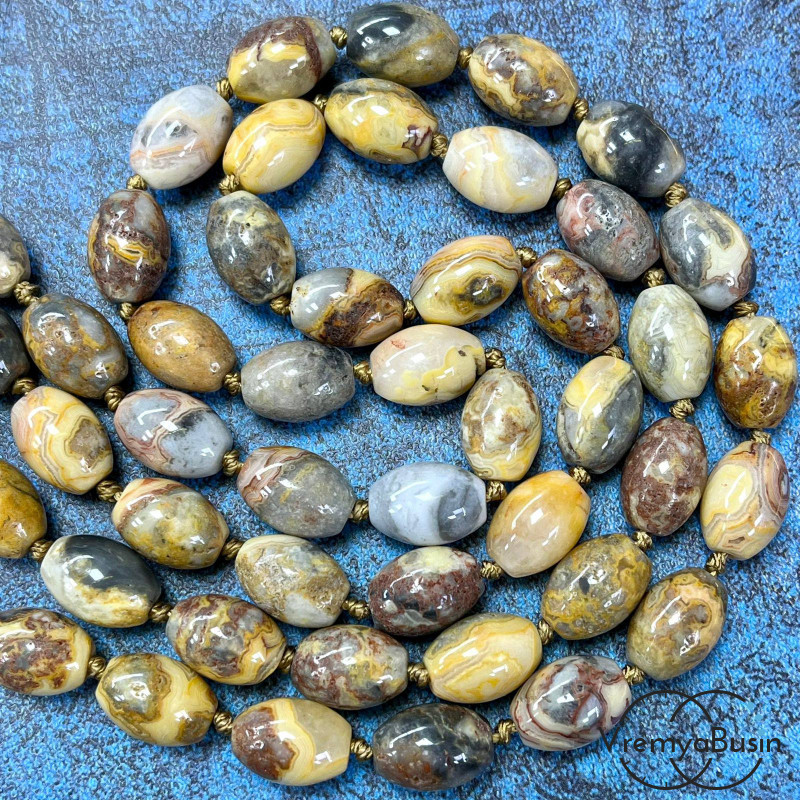 Агат, бочонок гладкий 10х14 мм (1/2 нити, ок. 14 шт.)