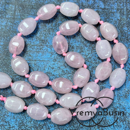 Розовый кварц, бочонок с гранями, 14х10 мм (1/2 нити, ок. 13 шт.)