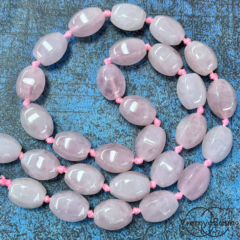 Розовый кварц, бочонок с гранями, 14х10 мм (1/2 нити, ок. 13 шт.)