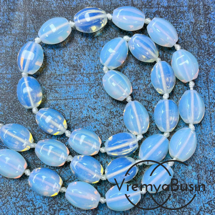 Опалит, лунный камень имит., бочонок с гранями, 14х10 мм (1/2 нити, ок. 13 шт.)