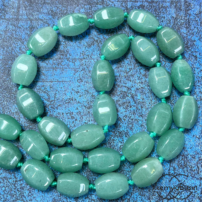 Нефрит, бочонок с гранями, 14х10 мм (1/2 нити, ок. 13 шт.)