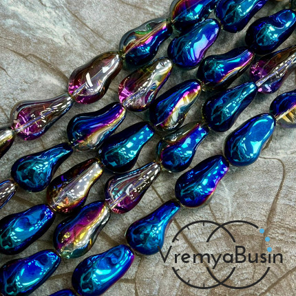 Бусины из гладкого стекла «Барочный жемчуг», 13х22 мм  (1/2 нити, ок. 10 шт.)