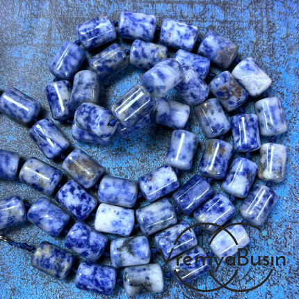 Азурит, трубочка гладкая 10х14 мм (1/2 нити, ок. 14 шт.)