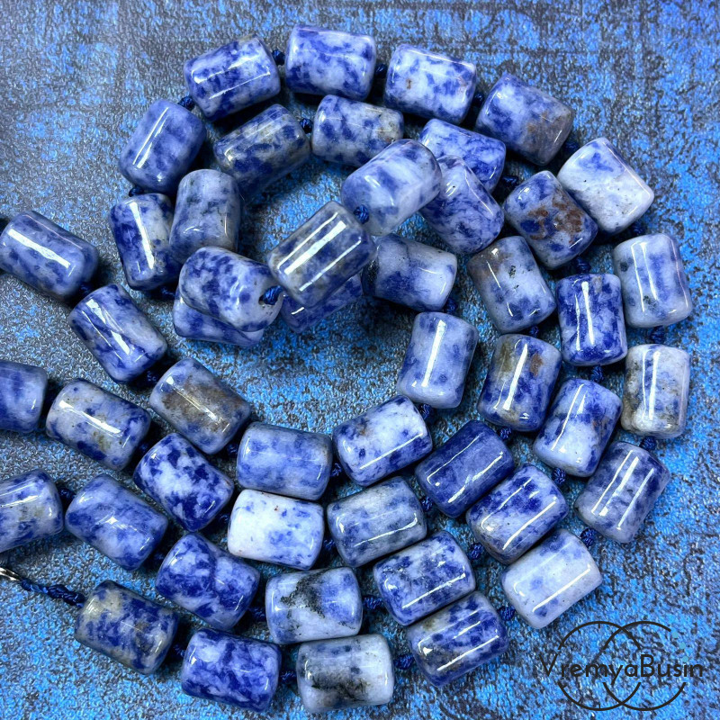 Азурит, трубочка гладкая 10х14 мм (1/2 нити, ок. 14 шт.)