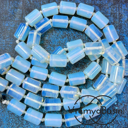 Опалит, лунный камень имит., трубочка гладкая 10х14 мм (1/2 нити, ок. 14 шт.)