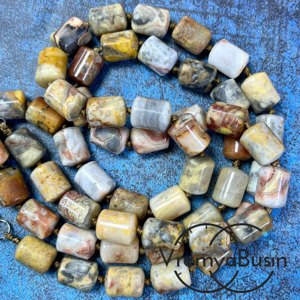 Агат, трубочка гладкая 10х14 мм (1/2 нити, ок. 14 шт.)