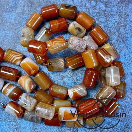 Сердолик, трубочка гладкая 10х14 мм (1/2 нити, ок. 14 шт.)