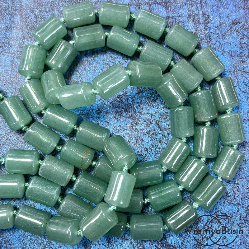 Нефрит, трубочка гладкая 10х14 мм (1/2 нити, ок. 14 шт.)