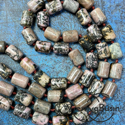 Родонит, трубочка гладкая 10х14 мм (1/2 нити, ок. 14 шт.)