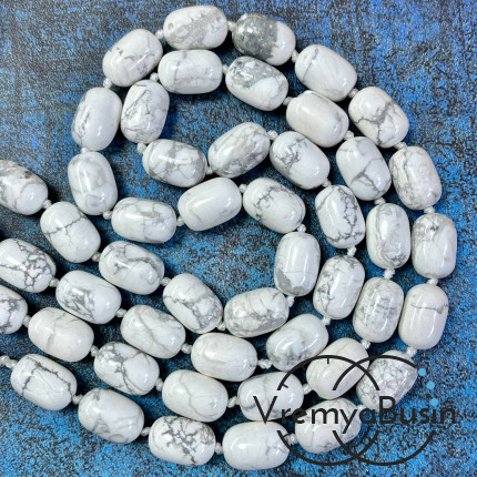 Кахолонг, бочонок гладкий 10х14 мм (1/2 нити, ок. 14 шт.)