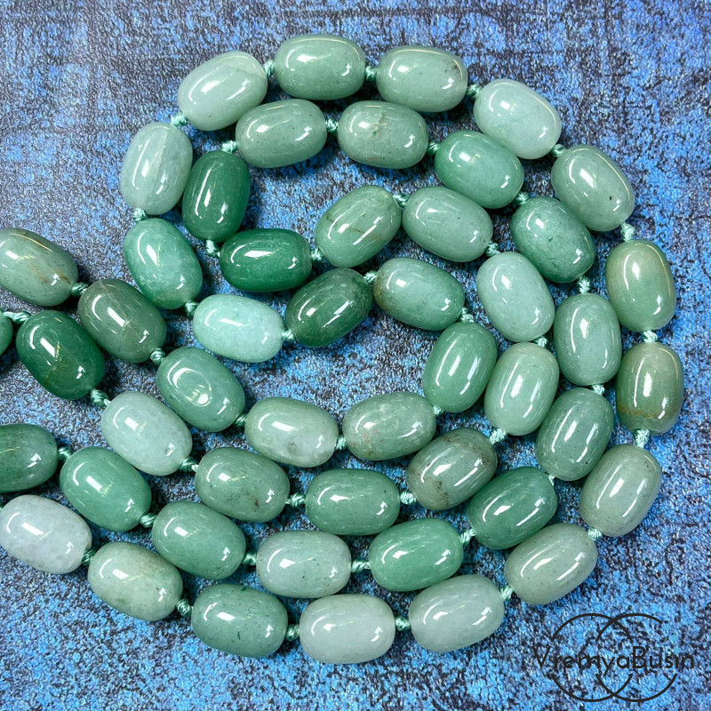 Нефрит, бочонок гладкий 10х14 мм (1/2 нити, ок. 14 шт.)