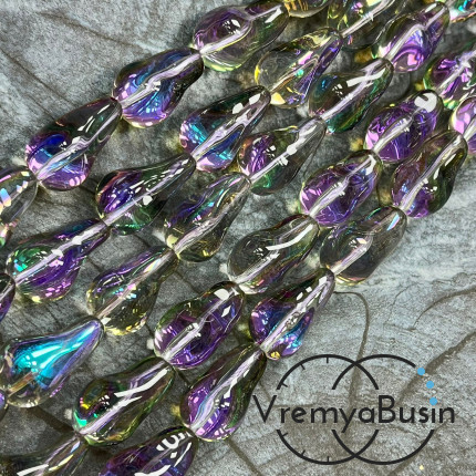 Бусины из гладкого стекла «Барочный жемчуг», 13х22 мм  (1/2 нити, ок. 10 шт.)
