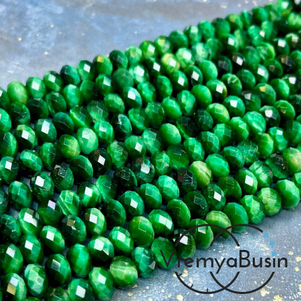 Тигровый глаз натур., тонир. цв. , рондель граненый 6х8 мм (1/2 нити, ок. 35 шт.)