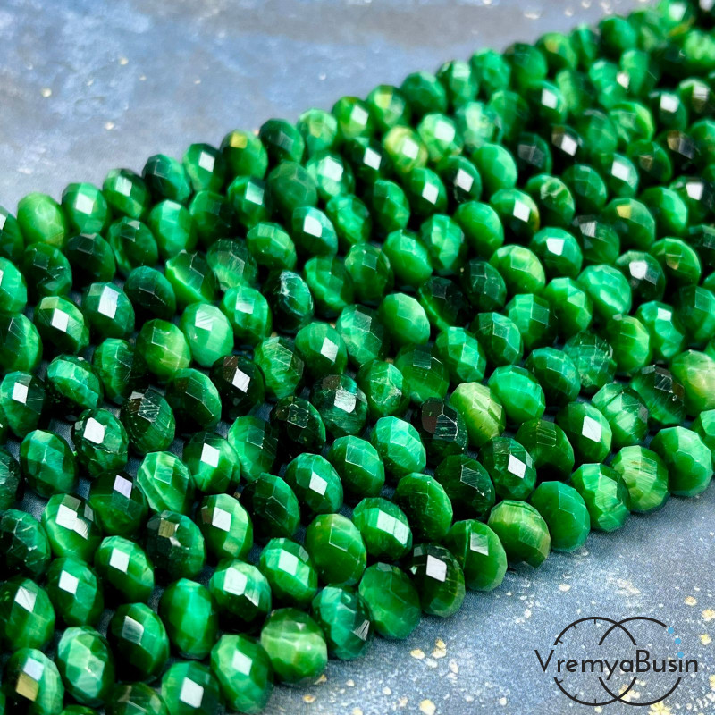 Тигровый глаз натур., тонир. цв. , рондель граненый 6х8 мм (1/2 нити, ок. 35 шт.)